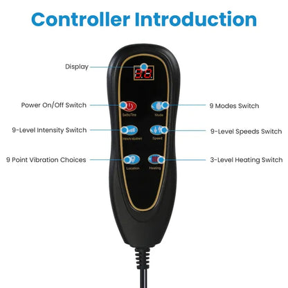 Full Body Electric Massage Mat Heating Vibration Massage Pad Cushion Back Massage Mattress Chair Pad With Neck Foot Massage Head Pillow And Cloth Lumbar Pillow Timer Anti-Slip Bottom