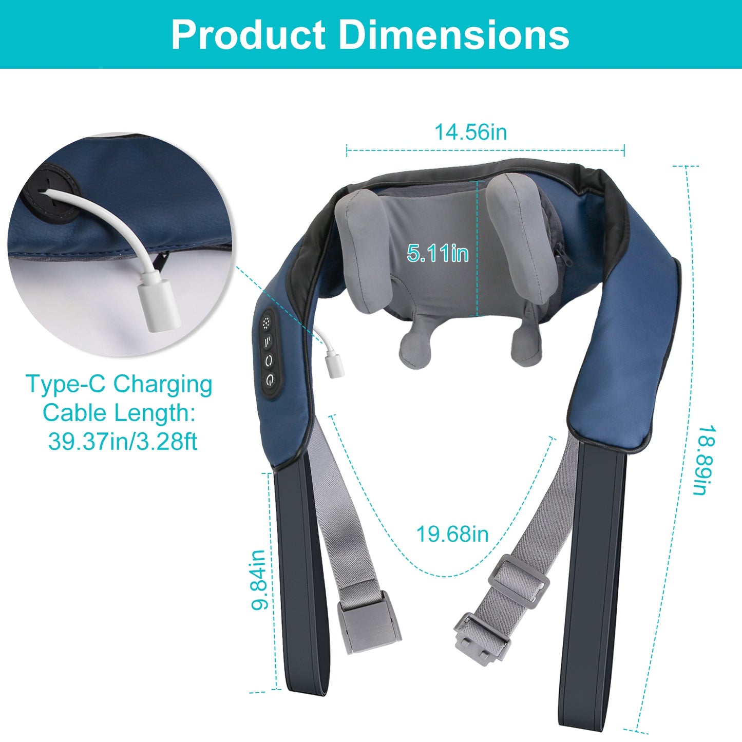 1Pc Electric Neck Shoulder Massager With Infrared Light Heating 3 Massage Modes Speeds Kneading Grasping Shiatsu Massage Pillow For Back Arms Thighs Release Pain