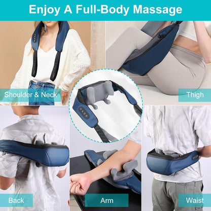 1Pc Electric Neck Shoulder Massager With Infrared Light Heating 3 Massage Modes Speeds Kneading Grasping Shiatsu Massage Pillow For Back Arms Thighs Release Pain
